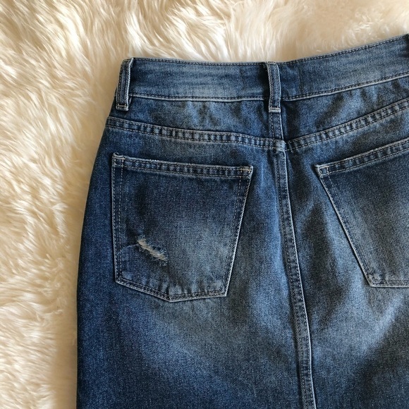 DL1961 Georgia Denim Asymmetric Distressed Skirt S - Picture 8 of 8